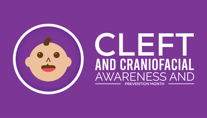 national cleft and craniofacial awareness and prevention month observed every year in July. Template for background, banner, card, poster with text inscription.