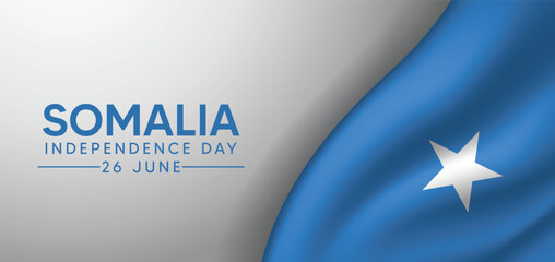 Somalia 	Independence Day 26 June waving flag vector poster