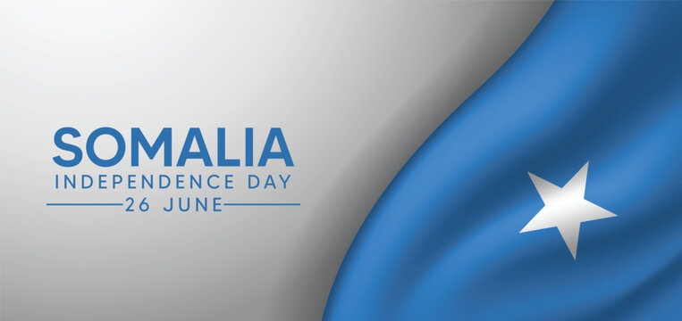 Somalia 	Independence Day 26 June waving flag vector poster