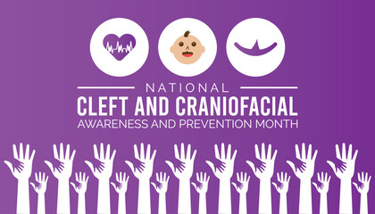 national cleft and craniofacial awareness and prevention month observed every year in July. Template for background, banner, card, poster with text inscription.