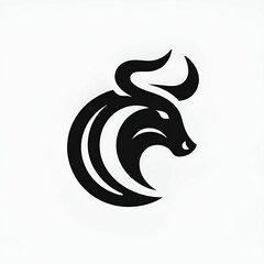 Minimalistic black and white taurus upper body logo