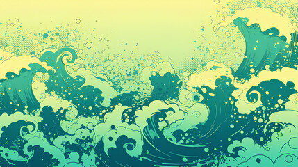 Fototapeta na wymiar sea waves print dot pattern halftone background