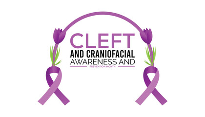 national cleft and craniofacial awareness and prevention month observed every year in July. Template for background, banner, card, poster with text inscription.