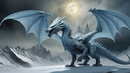 dragon in the winter night