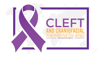 national cleft and craniofacial awareness and prevention month observed every year in July. Template for background, banner, card, poster with text inscription.