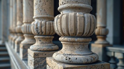Fototapeta premium The pillars are made of stone and are very tall. They are part of a building and are very ornate