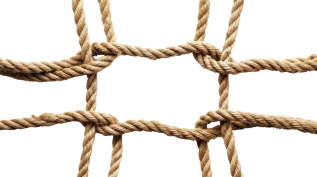 Detailed view of a rope against a plain white backdrop