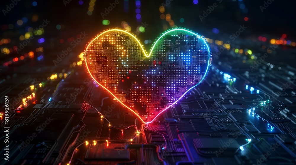 Aufkleber A heart made of lights is displayed on a computer screen