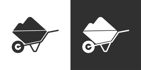 Wheelbarrow with sand or soil sign icon vector design