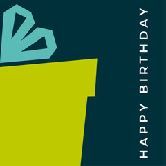 Happy birthday postcard with gift. Happy birthday, greeting card, flyer, invitation, party. Vector illustration  minimalist design.