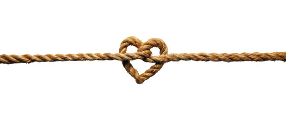 Detailed view of a rope with a tightly tied knot on a transparent background