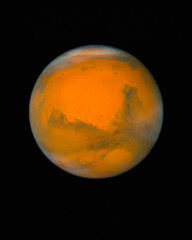 Planet Mars, Closest Approach In 2007. Digital enhancement of an image by NASA