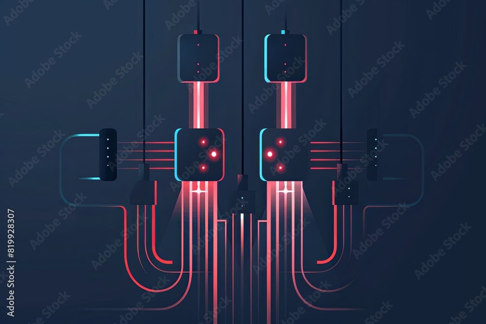Poster computer-generated visual of a complex network of wires in a quantum computer system