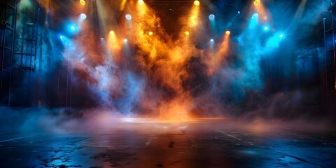 Atmospheric Empty Opera Stage with Spotlights and Fog. Concept Theater Lighting, Stage Design, Dramatic Settings, Empty Spaces