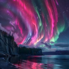Mesmerizing Aurora Borealis Paints the Night Sky with Swirling Ribbons of Color in Remote Scandinavian Wilderness
