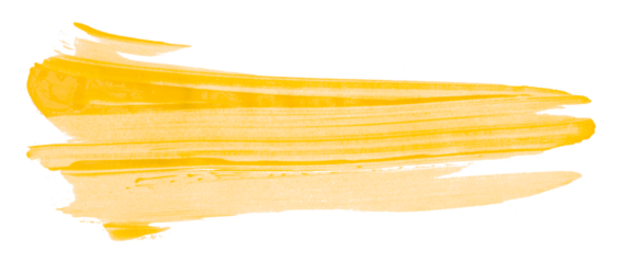 Yellow brush strokes isolated on transparent background.
