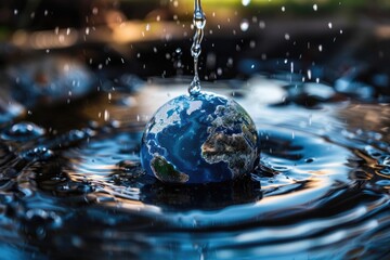 A small planet is floating in a body of water