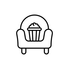 Popcorn sofa outline icons, minimalist vector illustration ,simple transparent graphic element .Isolated on white background