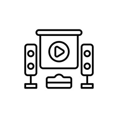 Home theater outline icons, minimalist vector illustration ,simple transparent graphic element .Isolated on white background