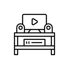 Home theater outline icons, minimalist vector illustration ,simple transparent graphic element .Isolated on white background