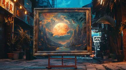 Design a customizable vintage art print with space for special dates and names front view technology tone Vivid, 4k