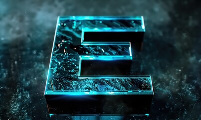 E capital letter futuristic logo design on a flat black background