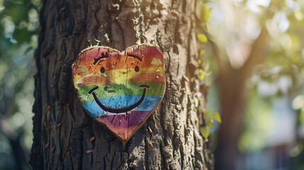 Heart shaped tree,  LGBTQ+ frag Pride Month, June	
