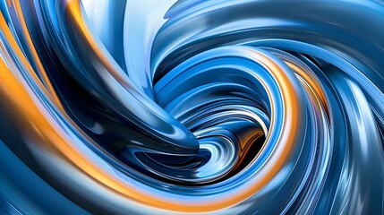 Curve Effect Swirling Sky-blue and Deep Blue Design with Smooth Lines and Ultrafine Detail