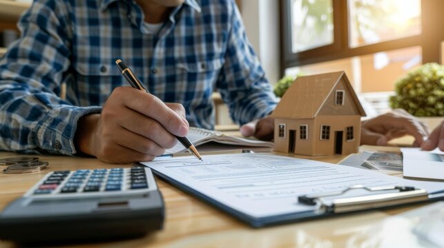Landlord explaining monthly rental fees to new tenants