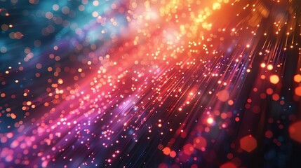 Obraz premium Fiber optic strands glowing, representing abstract light close up, connectivity, vibrant, Overlay, studio backdrop, 4k