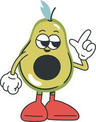 Groovy avocado character illustration vector