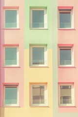Obraz premium The building has a colorful facade with many windows