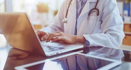 doctor working on laptop