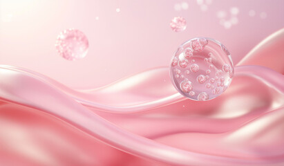 background with pink bubbles, transparent gel pink bubbles