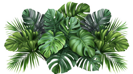Fototapeta premium A collection of green leaves positioned on a white background, isolated and clean