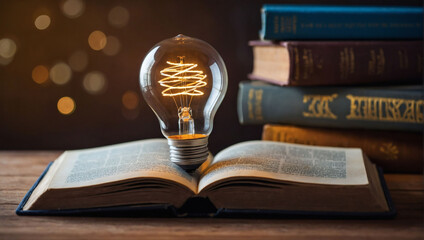 a light bulb combined with a stack of books, representing the cultivation of innovation through reading culture