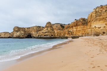 Marina Beach (Praia da Marinha) in Lagoa, Faro District, Algarve, Southern Portugal. Algarve beaches are a touristic paradise