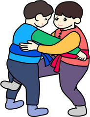 단오 행사 유치원 기념일 씨름 단오에 하는 일 어린이 일러스트