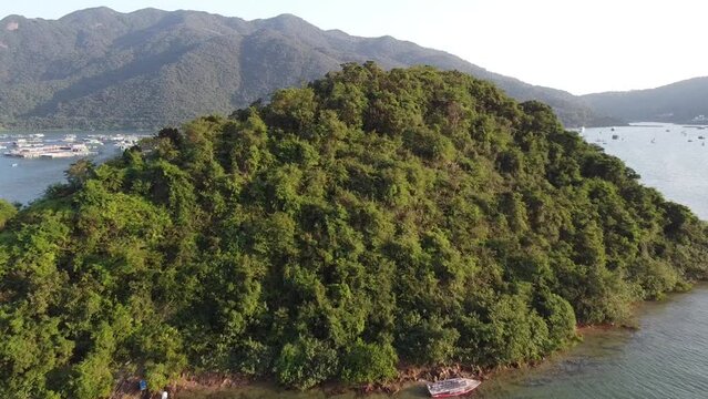 Aerial view of an island in Hong Kong