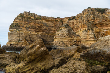 Marina Beach (Praia da Marinha) in Lagoa, Faro District, Algarve, Southern Portugal. Algarve beaches are a touristic paradise