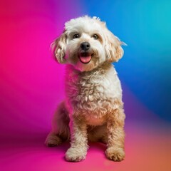dog bichon havanais realistic on a gradient background 
