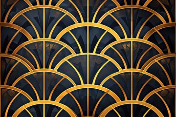 A gold and black patterned wallpaper with a gold border. The pattern is very intricate and detailed