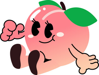 Groovy peach character illustration vector