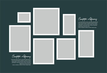 Pictures or photos frame collage. comics page grid layout abstract photo frames and digital photo wall template