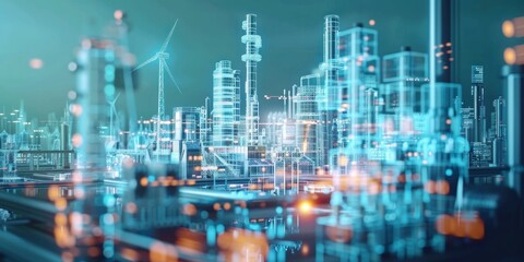 Fototapeta premium Industry KV, including future sustainability, digitalization, electrical appliances, wind power 