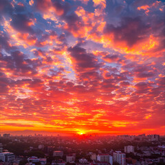 Naklejka premium Dynamic Mexico City Sunset with Colorful Clouds 