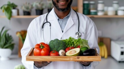 A Doctor Presenting Fresh Produce
