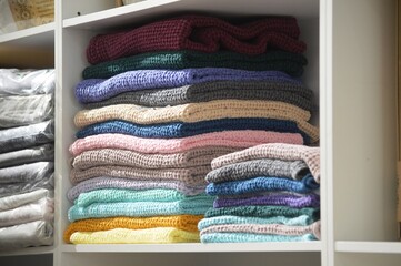 stack of colorful clothes