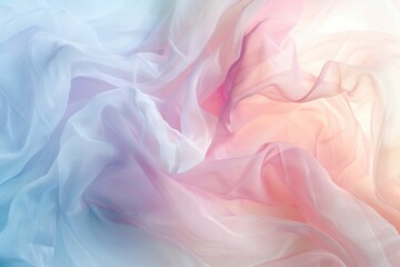 Obraz premium Abstract Pastel Fabric Art Soft Pink, Blue, and White Textile Design with Blue Sky Background