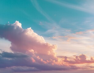 Soft Horizons: Watercolor Sunset with Pastel Clouds